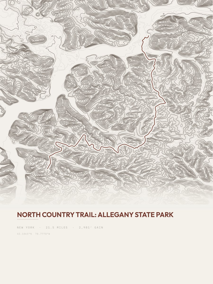 North Country Trail topographic trail print