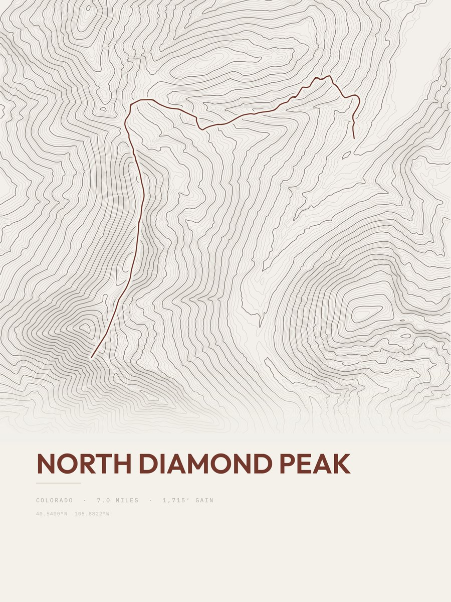 North Diamond Peak Topographic print