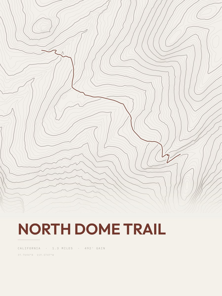 North Dome Trail Topographic print