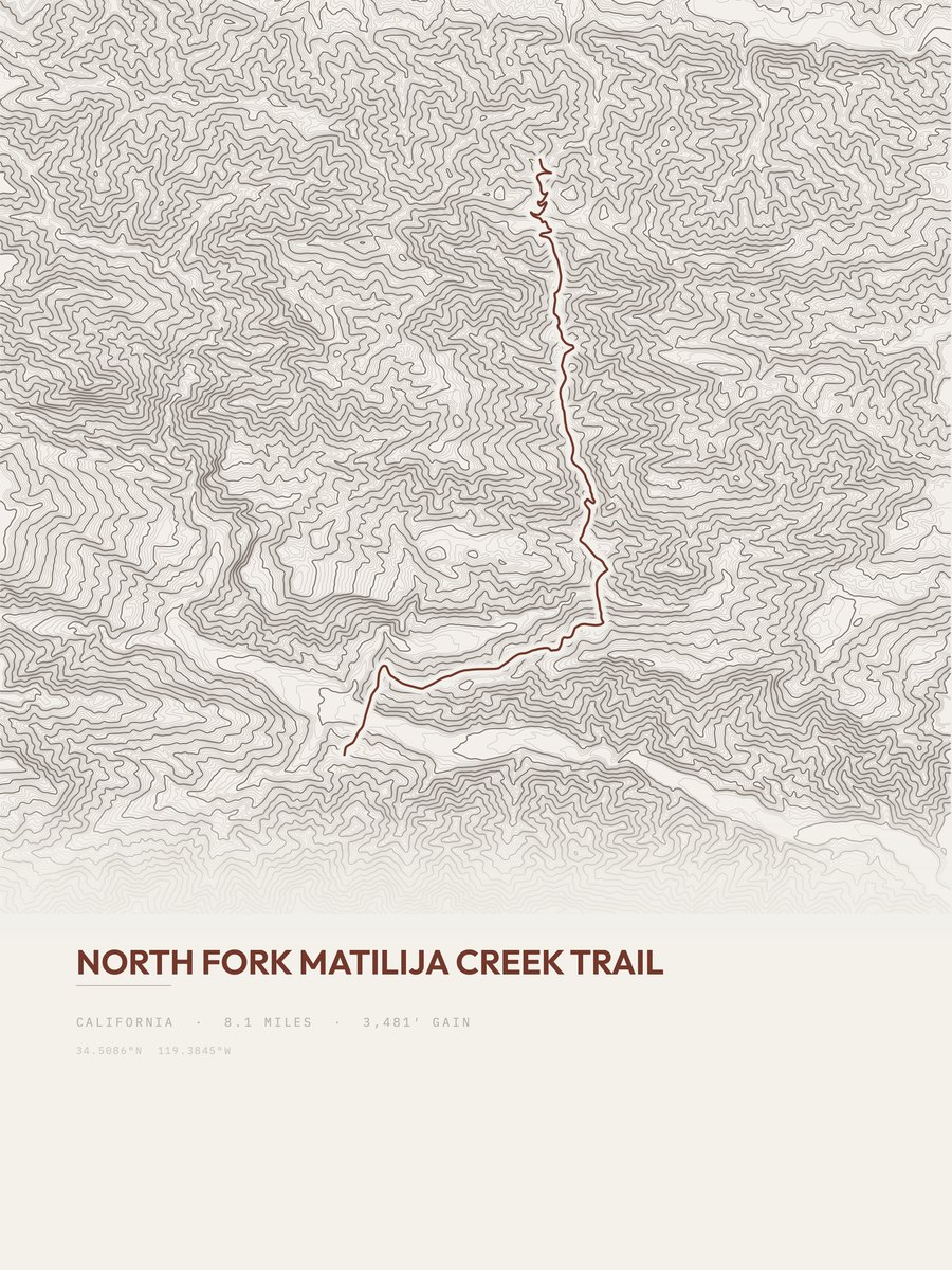 North Fork Matilija Creek Trail Topographic print