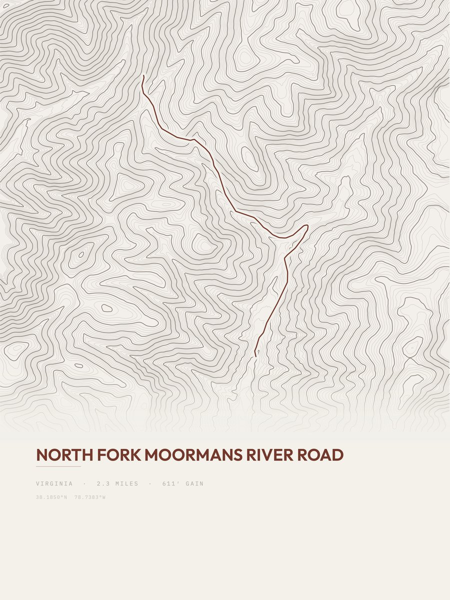 North Fork Moormans River Road Topographic print