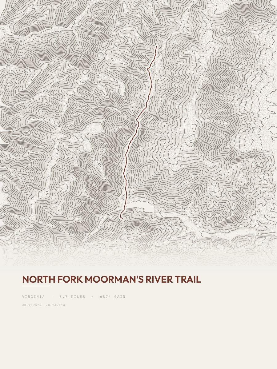 North Fork Moorman's River Trail topographic trail print