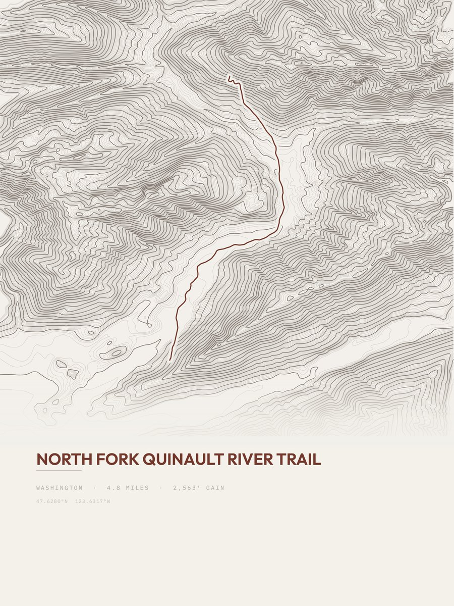 North Fork Quinault River Trail Topographic print