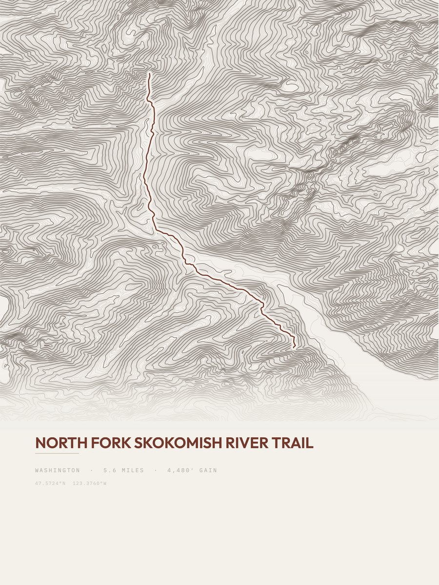North Fork Skokomish River Trail Topographic print