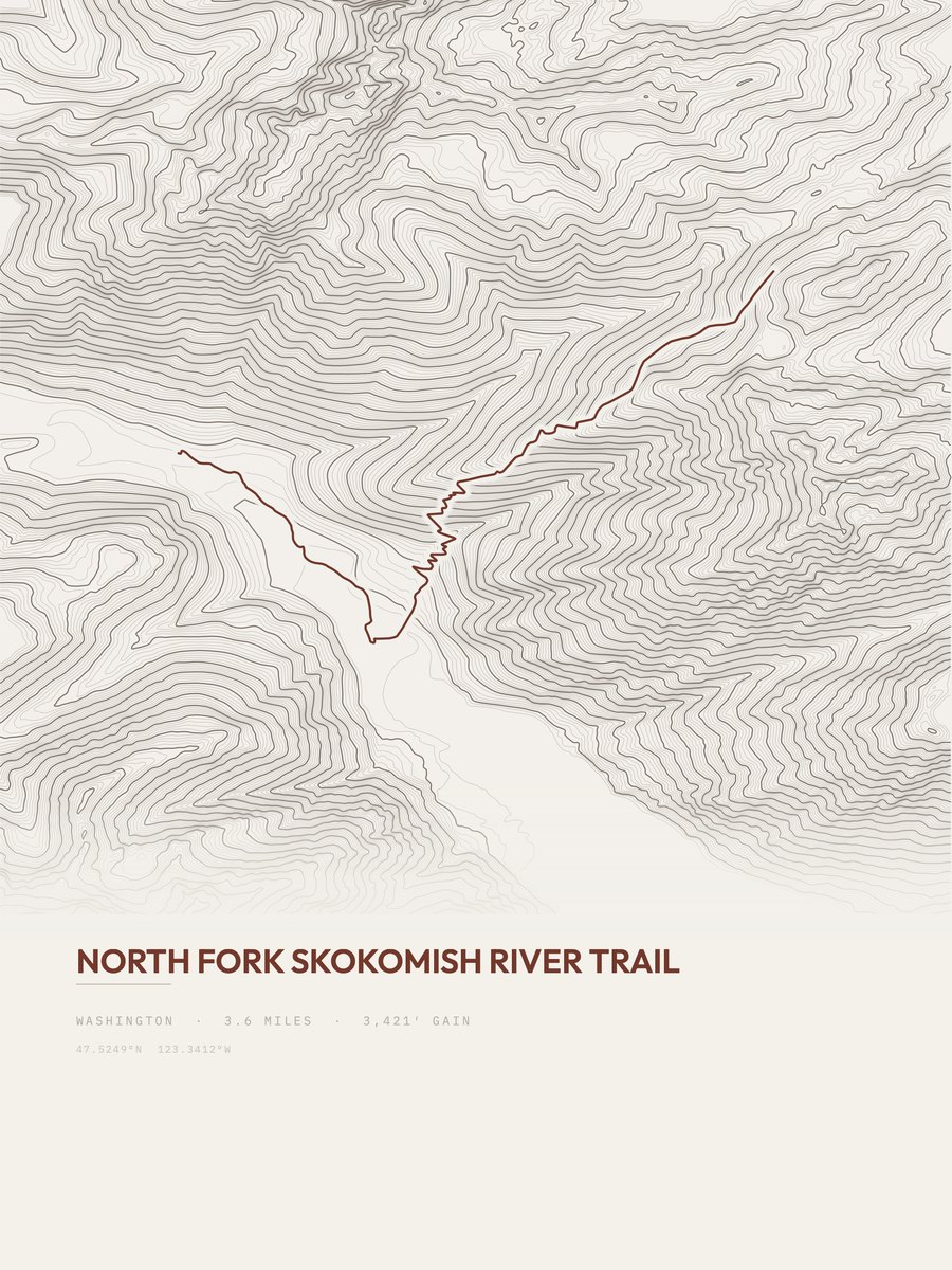 North Fork Skokomish River Trail Topographic print