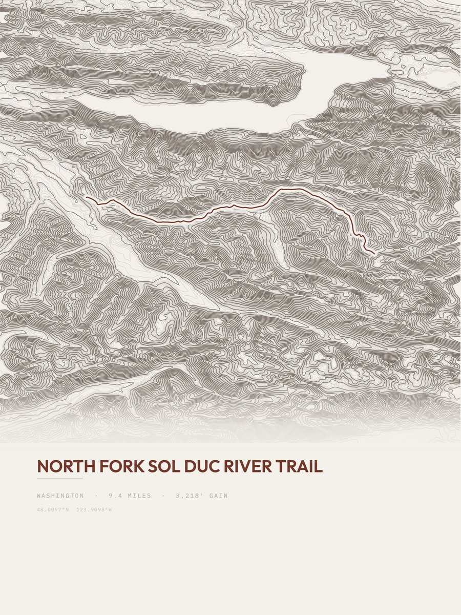 North Fork Sol Duc River Trail Topographic print