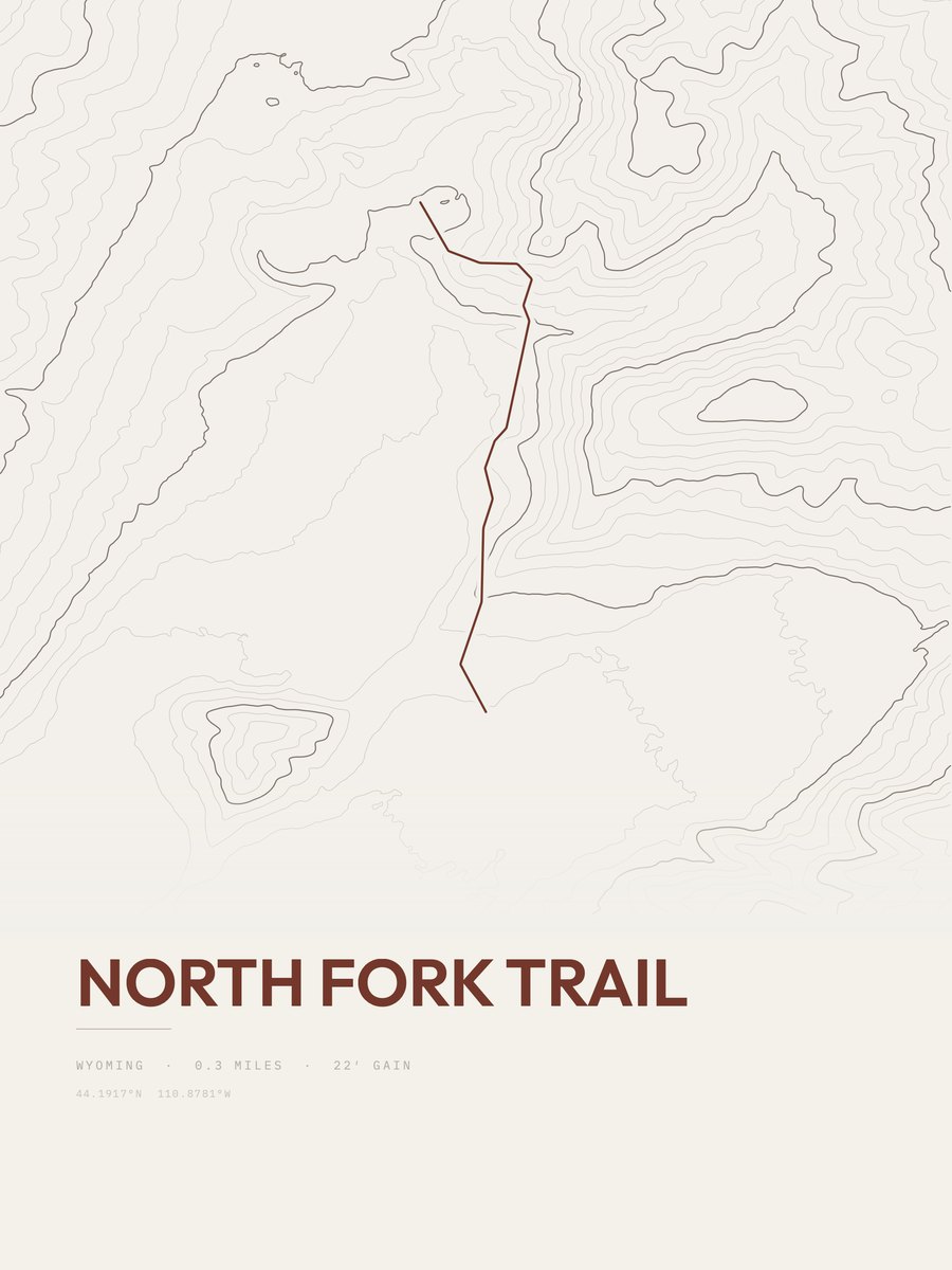 North Fork Trail topographic trail print