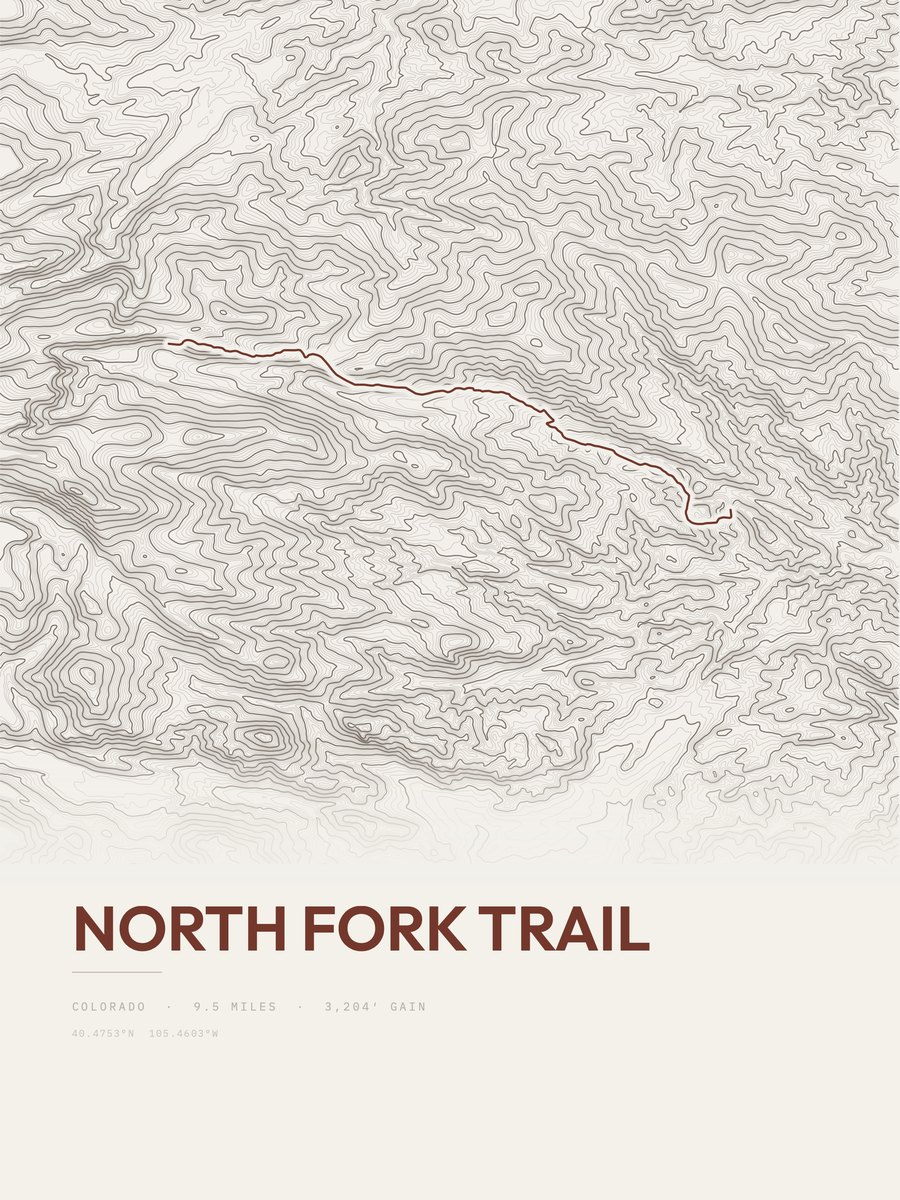 North Fork Trail Topographic print