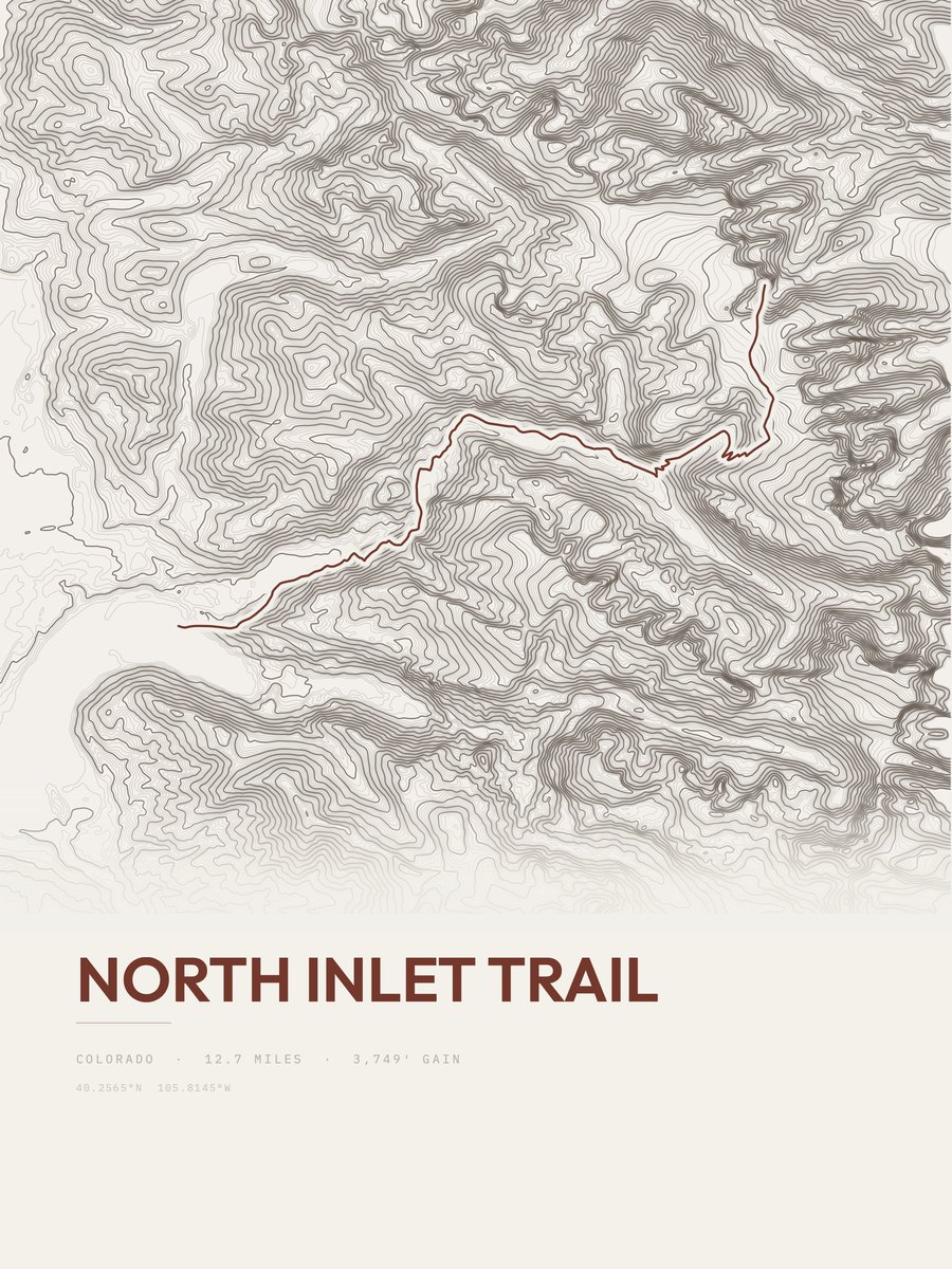 North Inlet Trail topographic trail print
