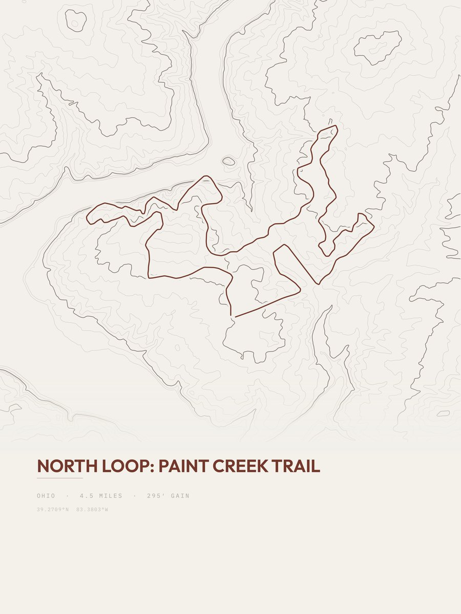 Paint Creek Trail Topographic print