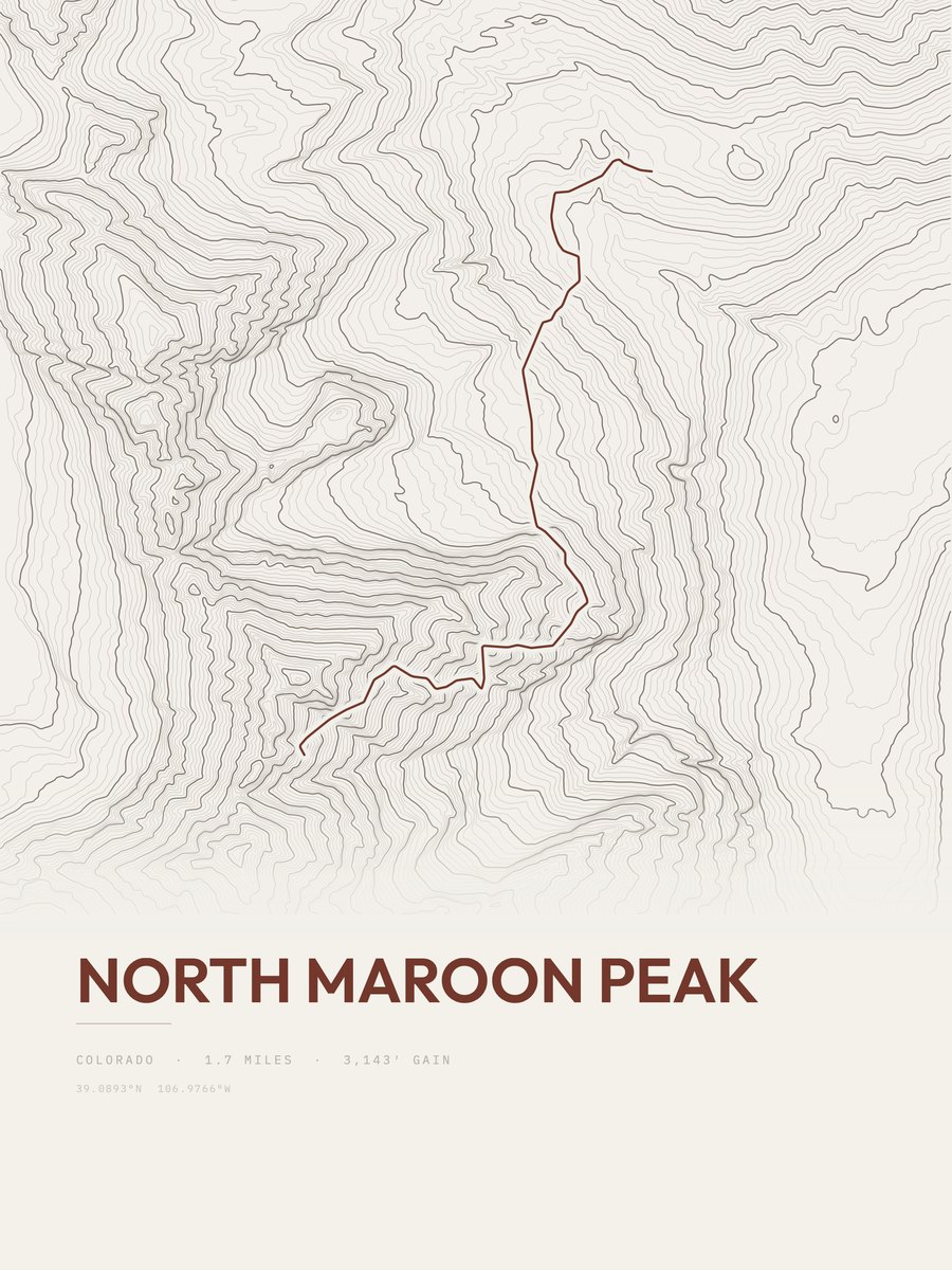 North Maroon Peak Topographic print