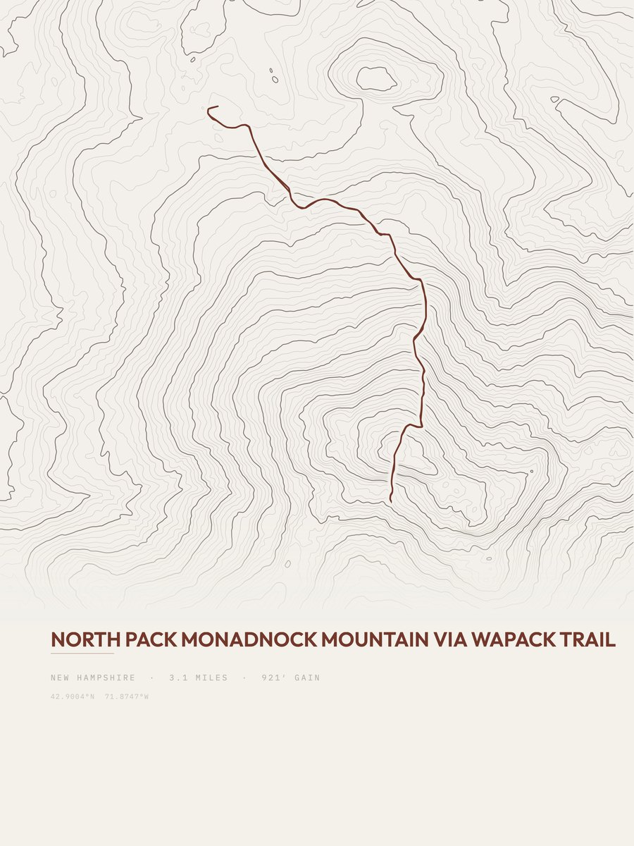 North Pack Monadnock Mountain Topographic print