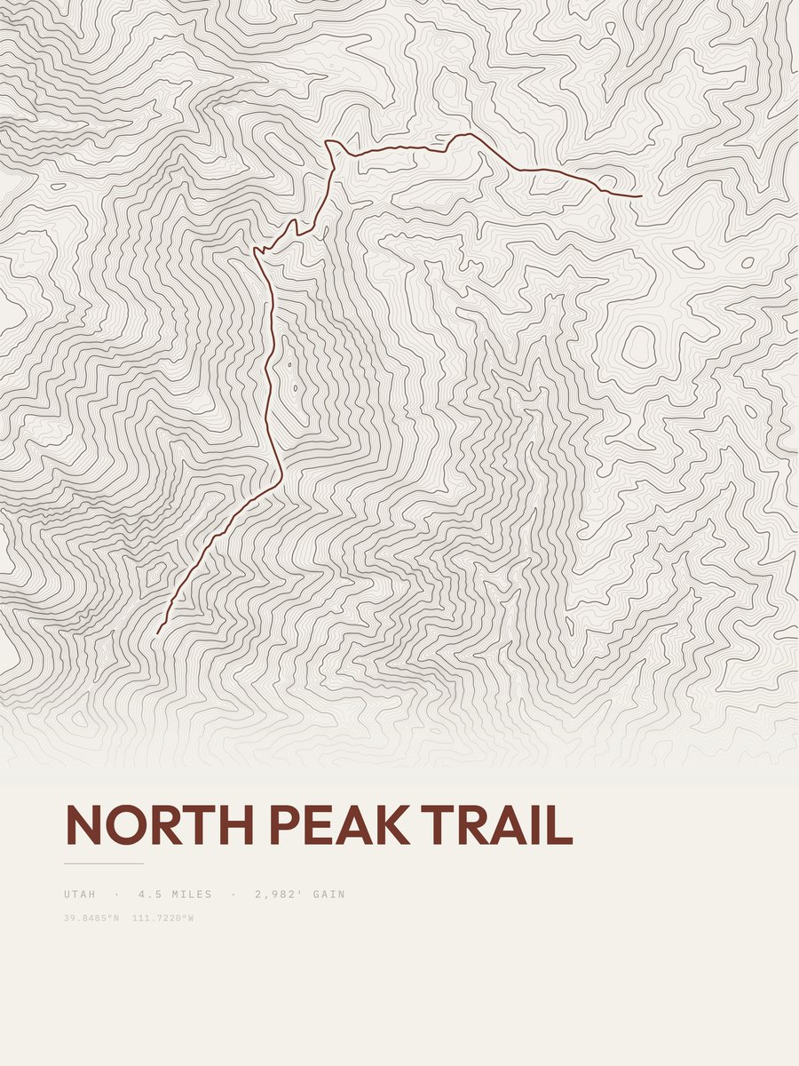 North Peak Trail Topographic print