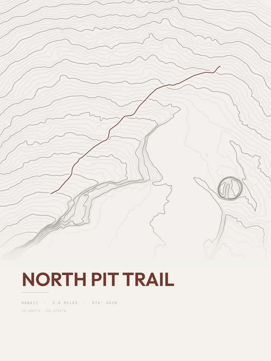 North Pit Trail Topographic print