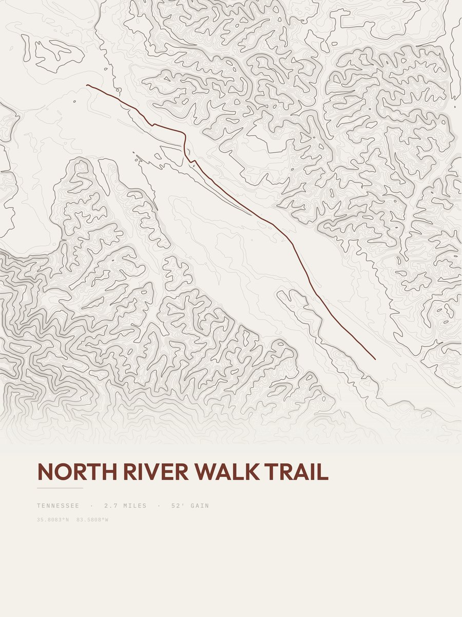 North River Walk Trail topographic trail print