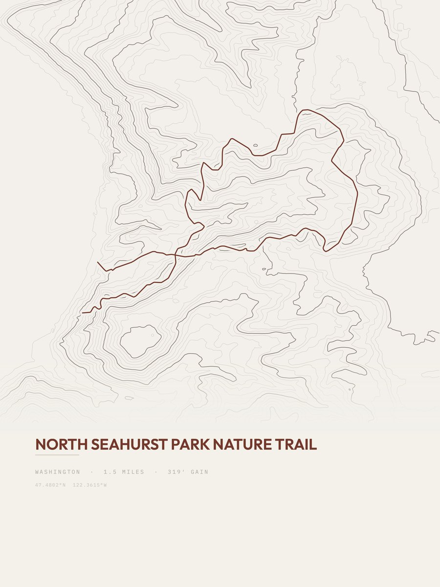 North Seahurst Park Nature Trail Topographic print