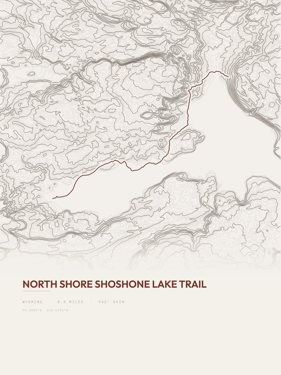 North Shore Shoshone Lake Trail topographic trail print