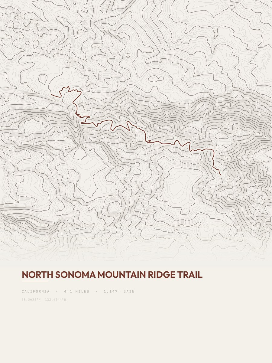 North Sonoma Mountain Topographic print
