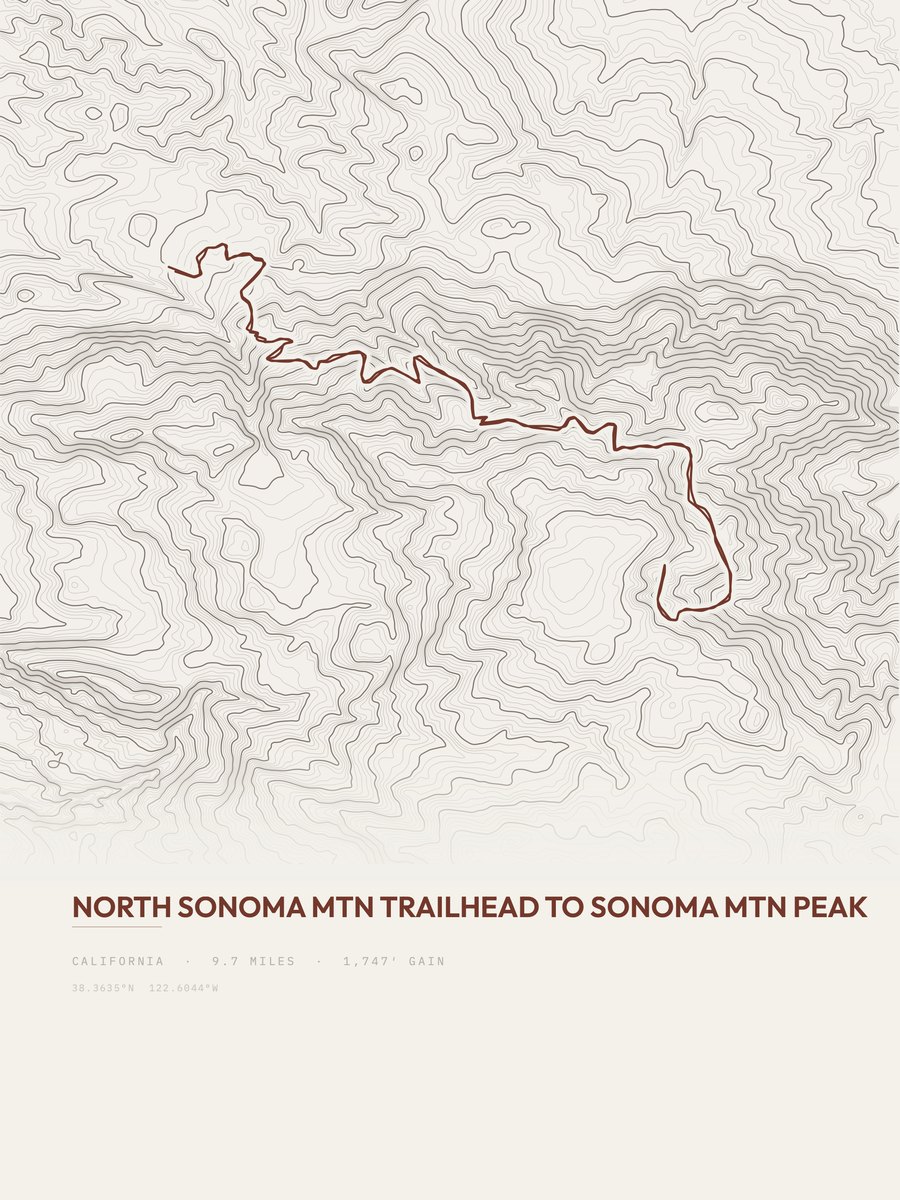 Sonoma Mountain Peak Topographic print