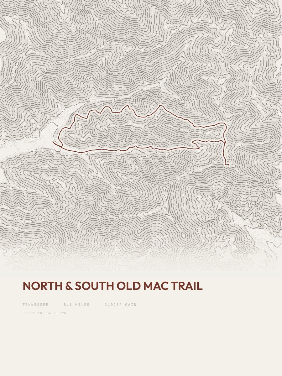 North & South Old Mac Trail Topographic print