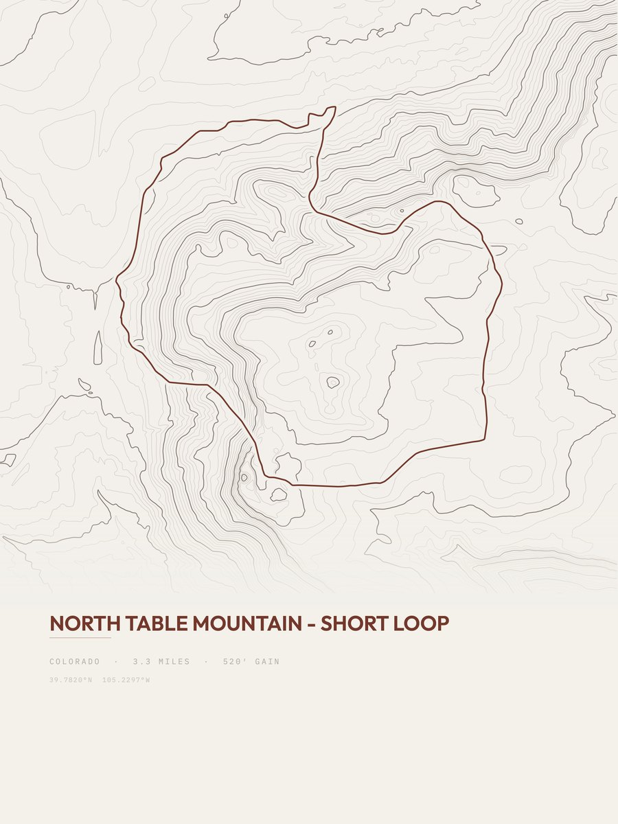 North Table Mountain topographic trail print