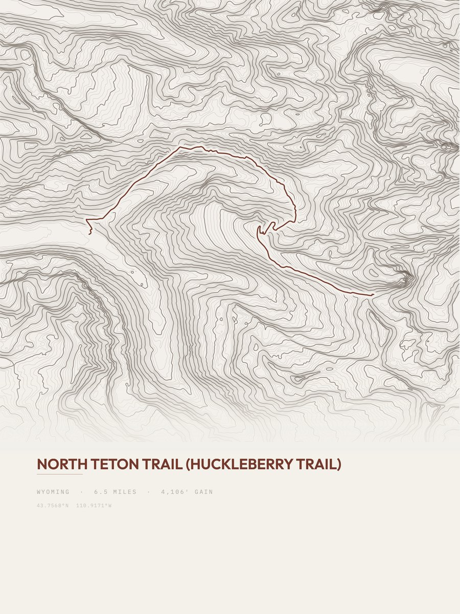 North Teton Trail Topographic print