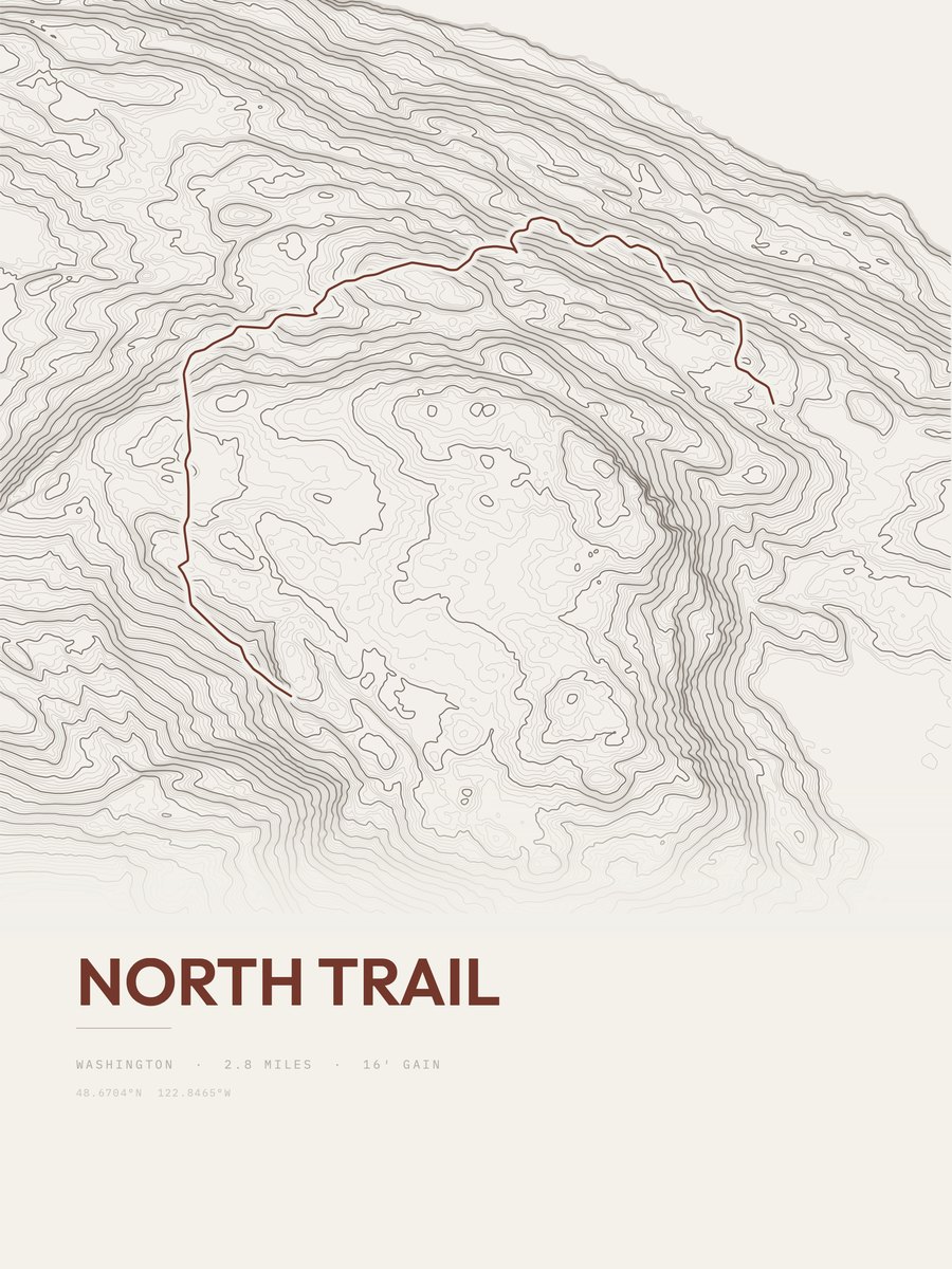 North Trail topographic trail print