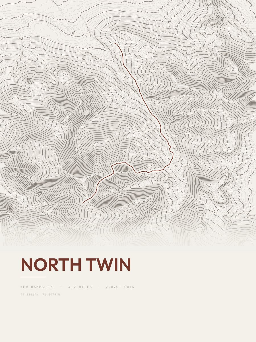 North Twin Topographic print