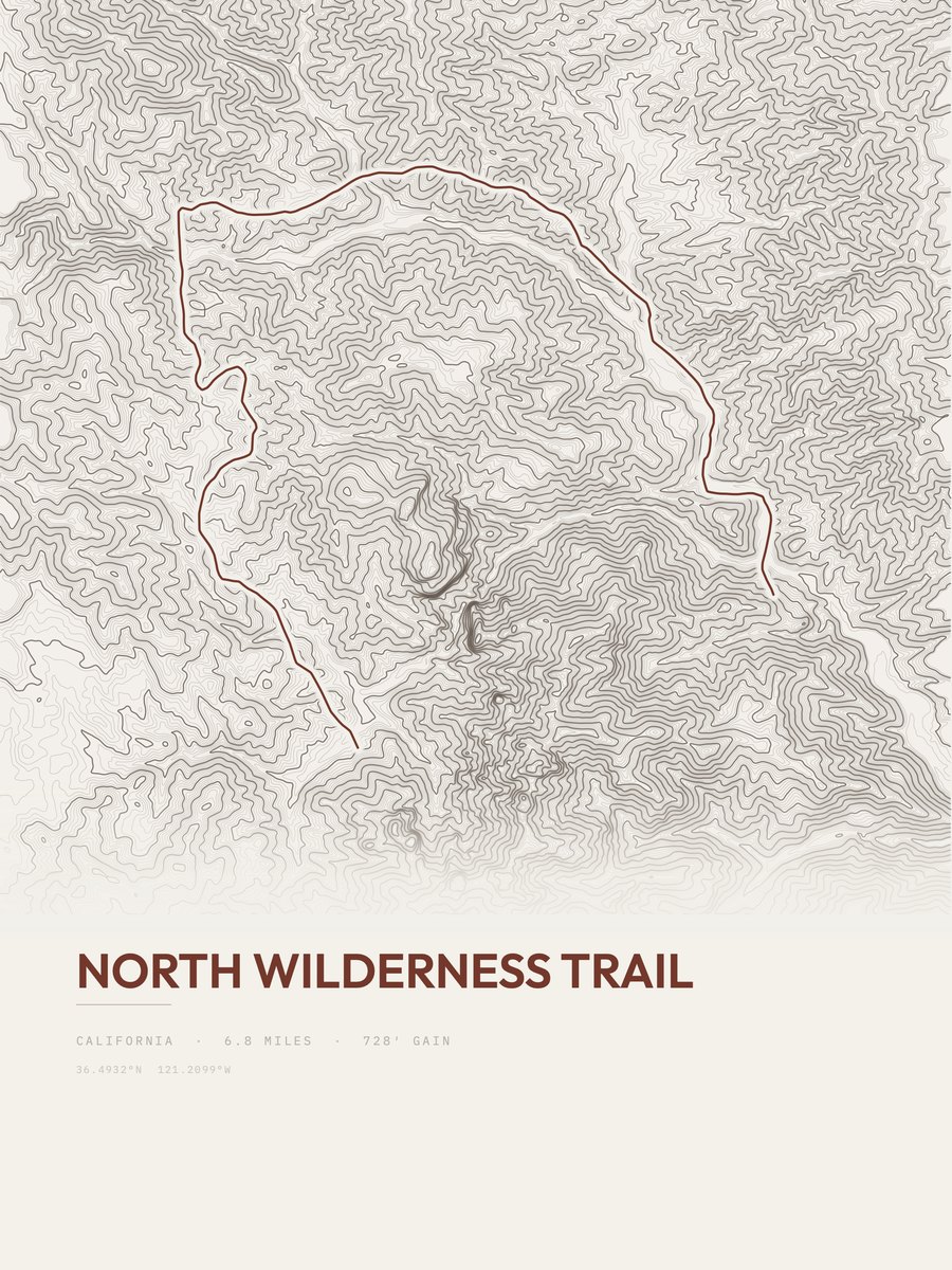 North Wilderness Trail topographic trail print
