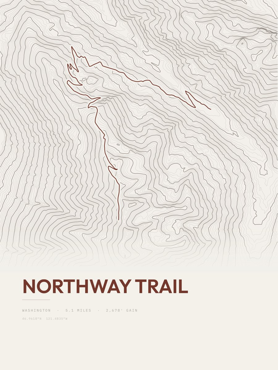 Northway Trail topographic trail print