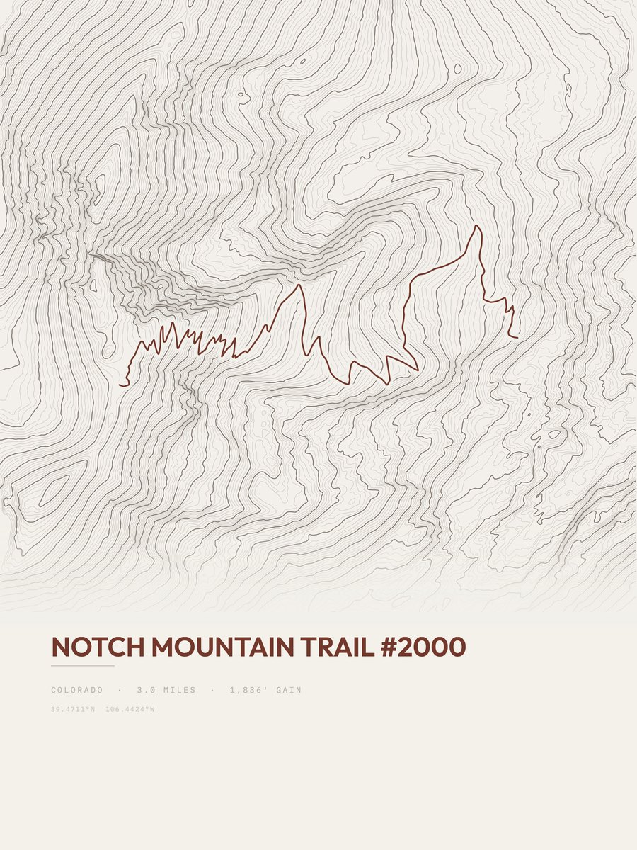 Notch Mountain Trail Topographic print