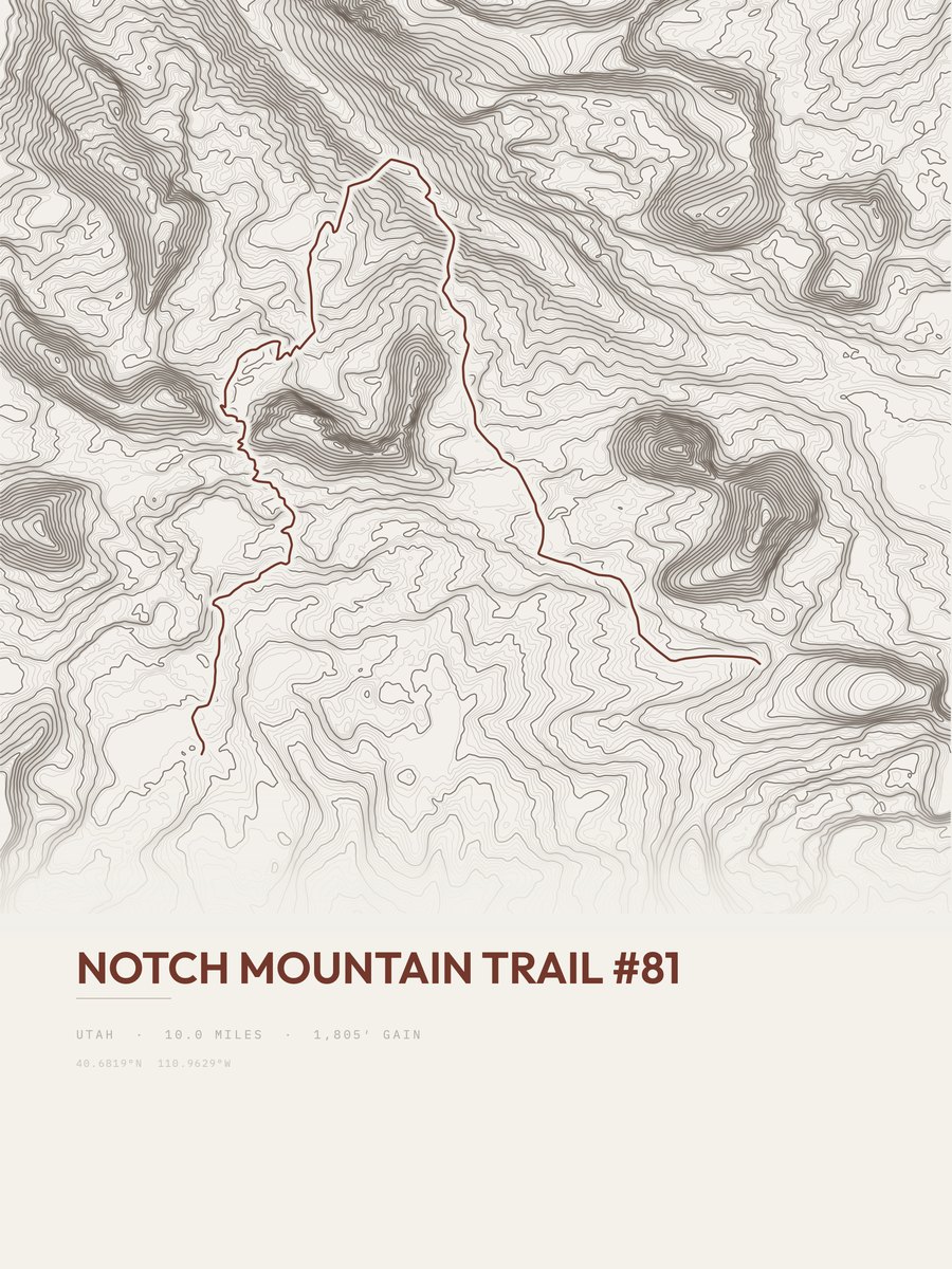 Notch Mountain Trail topographic trail print