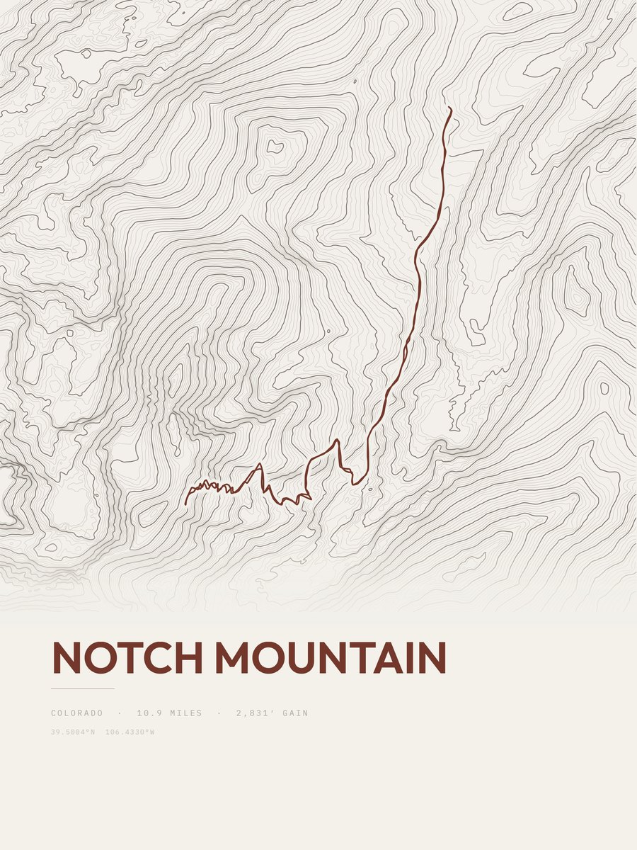 Notch Mountain Topographic print