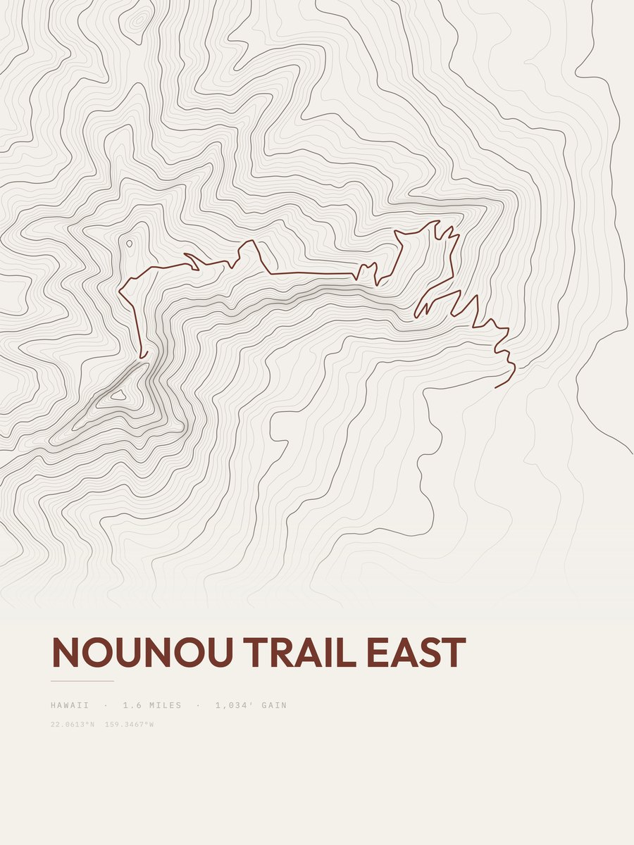 Nounou Trail East Topographic print