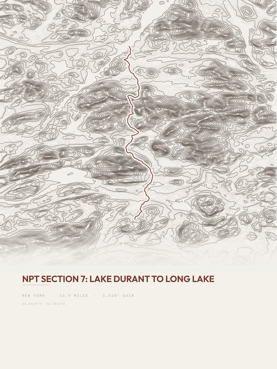 Lake Durant to Long Lake topographic trail print