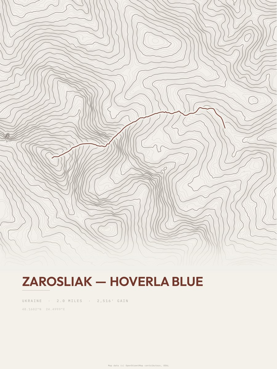 Zarosliak ― Hoverla Blue Topographic print