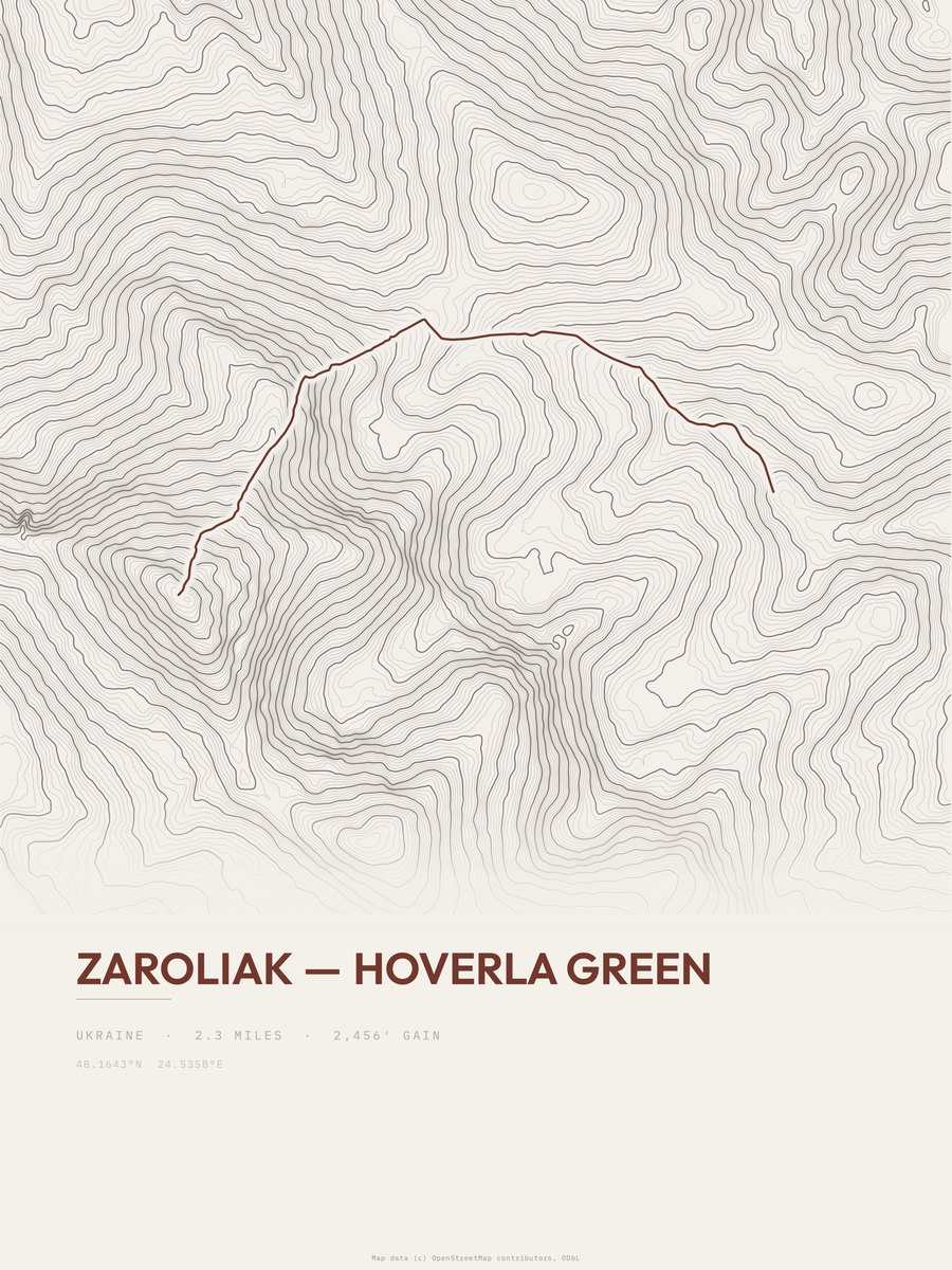 Zaroliak ― Hoverla Green Topographic print