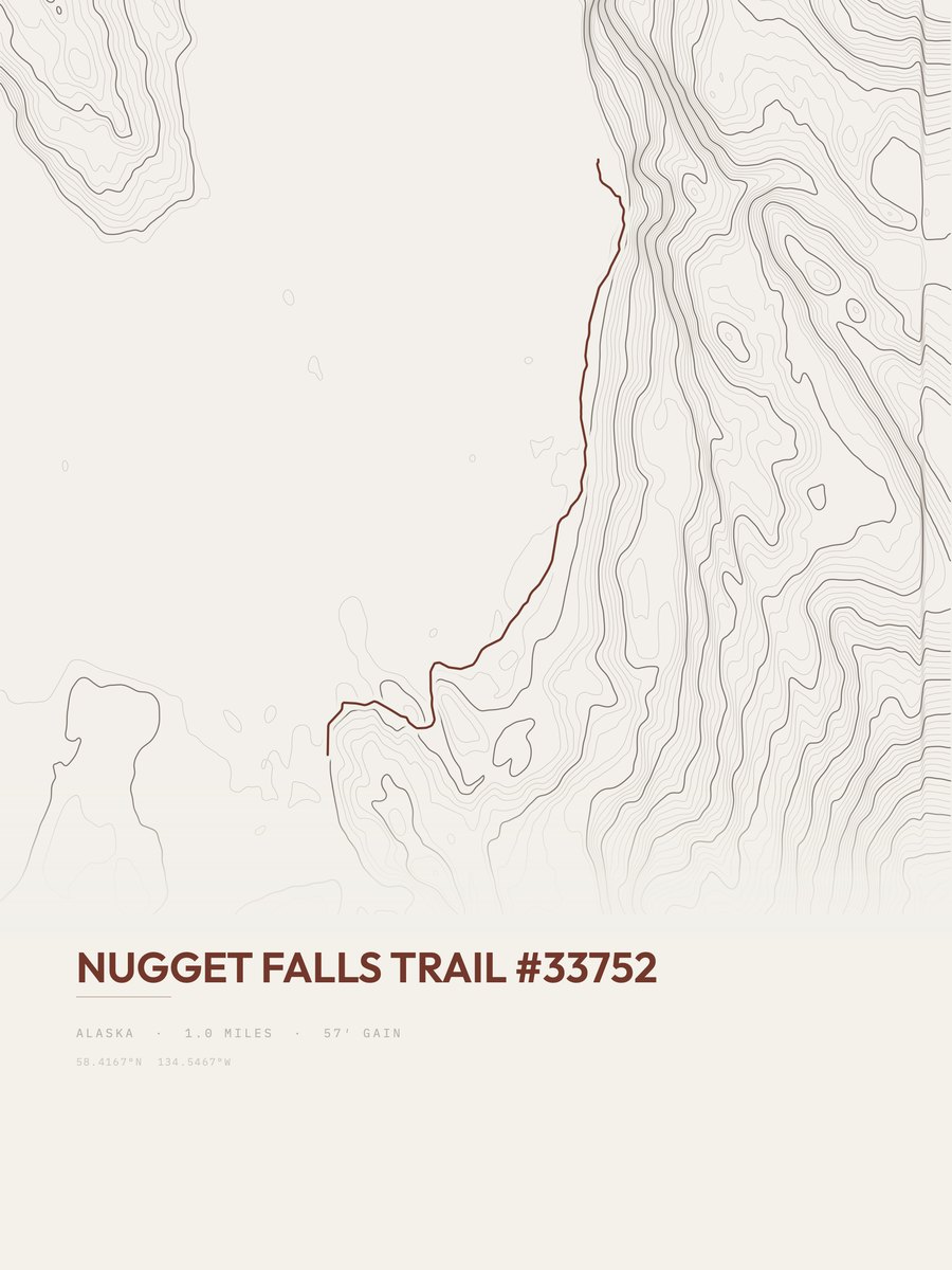 Nugget Falls Trail topographic trail print
