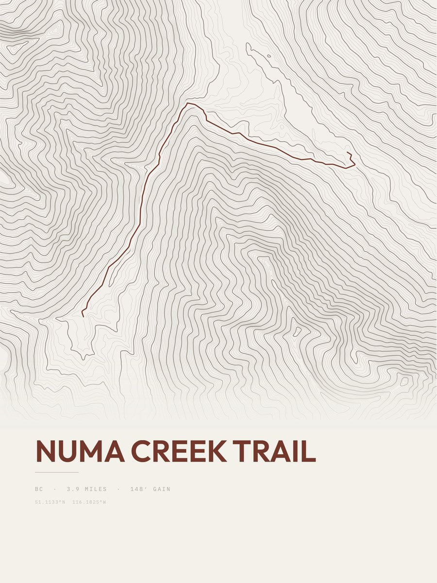 Numa Creek Trail topographic trail print