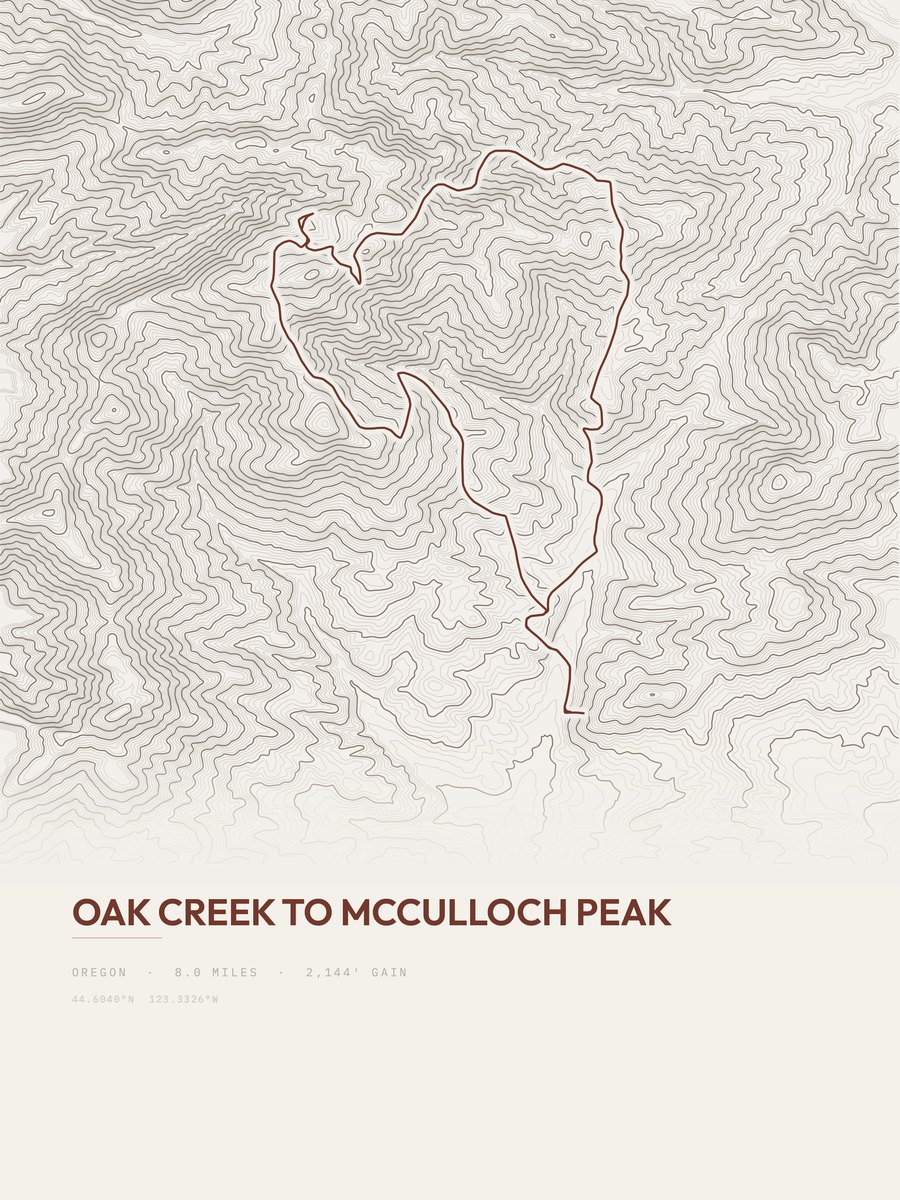 Oak Creek to McCulloch Peak Topographic print