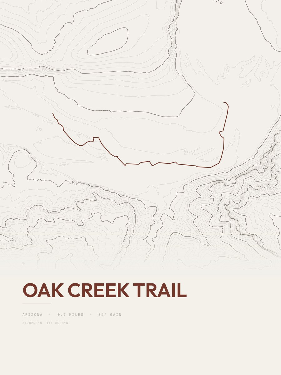 Oak Creek Trail topographic trail print
