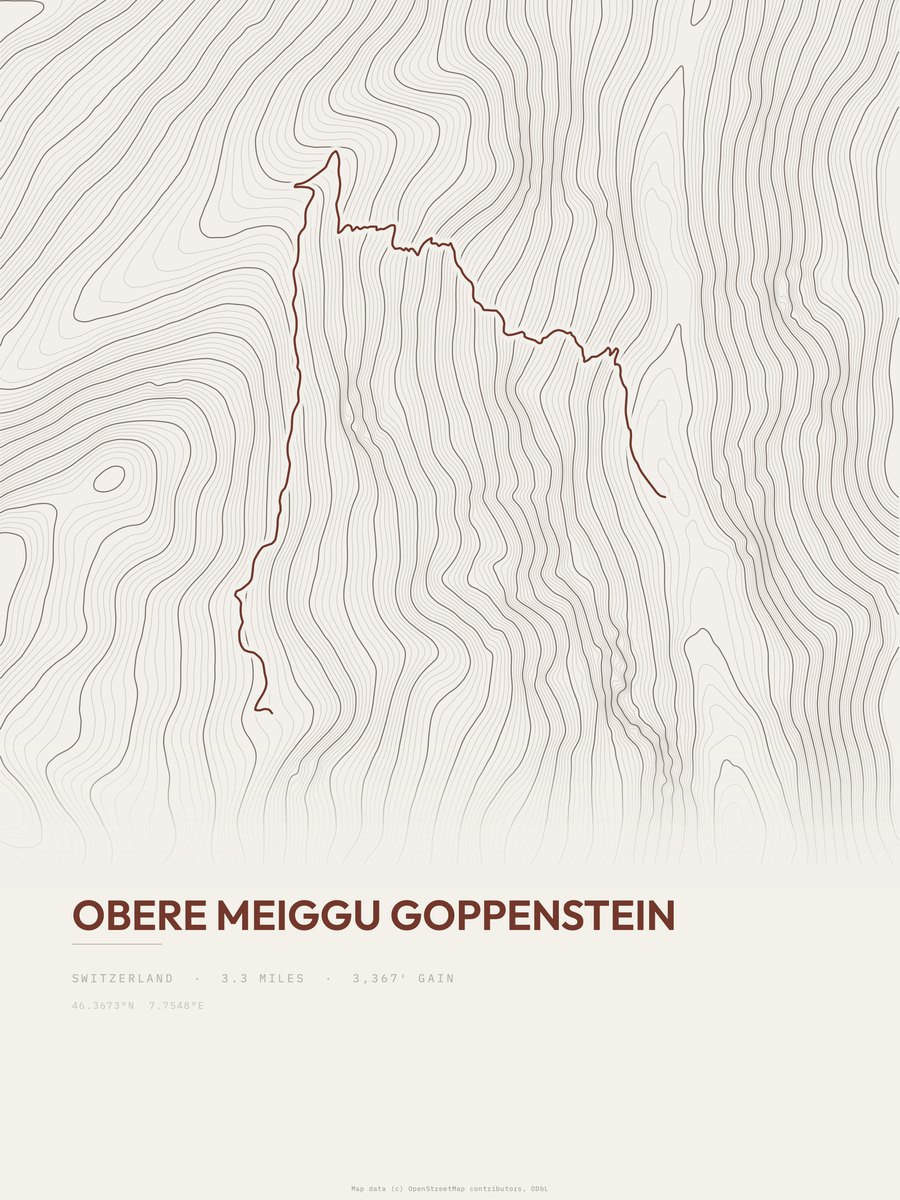 Obere Meiggu Goppenstein Topographic print