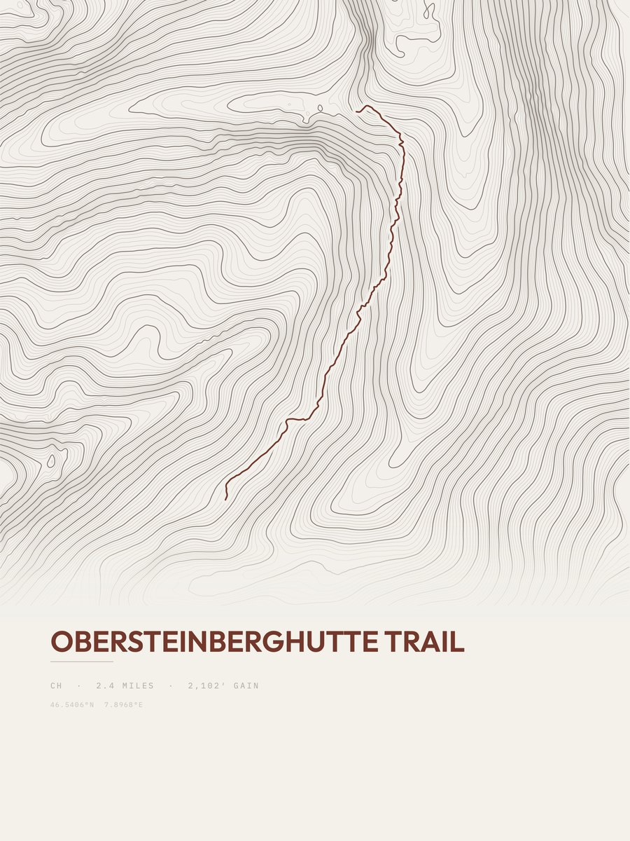 Obersteinberghutte Trail Topographic print