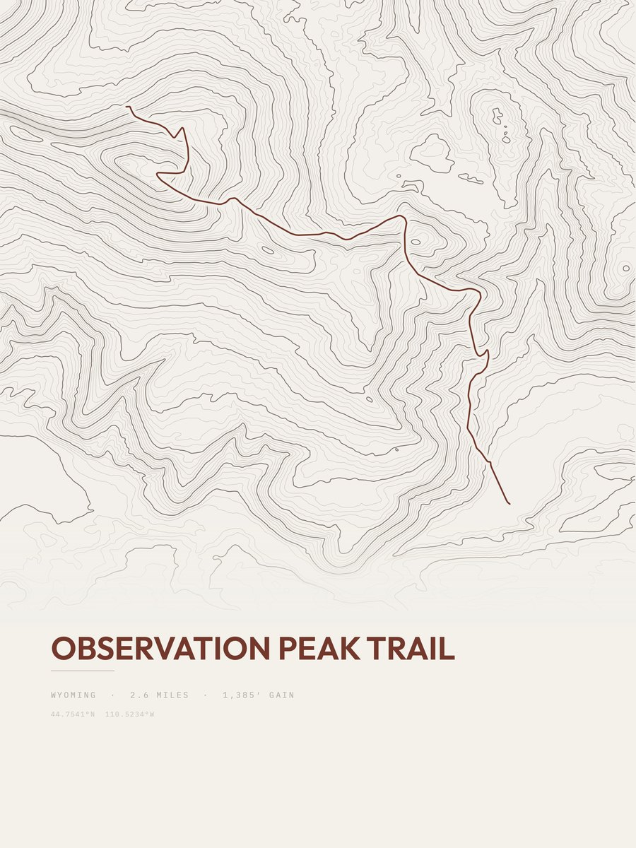 Observation Peak Trail Topographic print