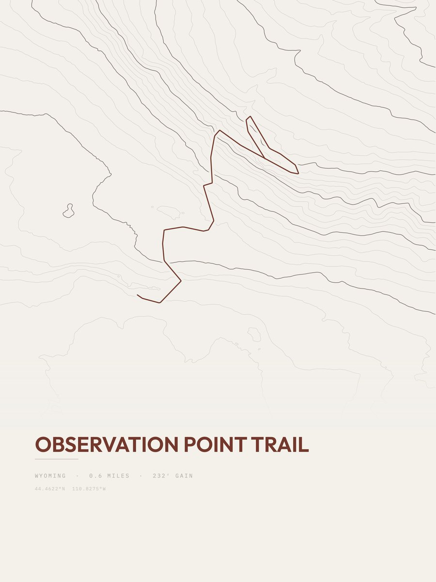Observation Point Trail topographic trail print