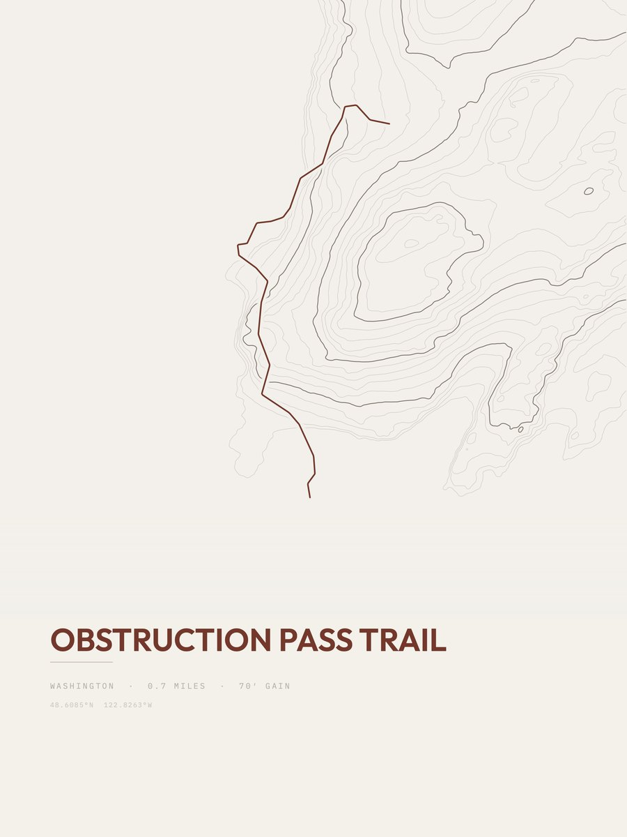 Obstruction Pass Trail topographic trail print