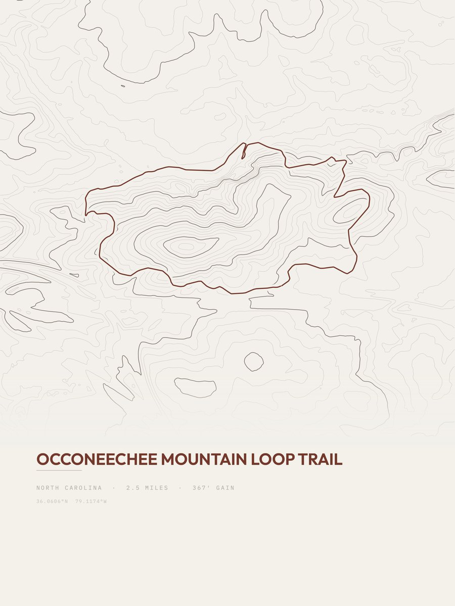 Occoneechee Mountain Loop Trail Topographic print