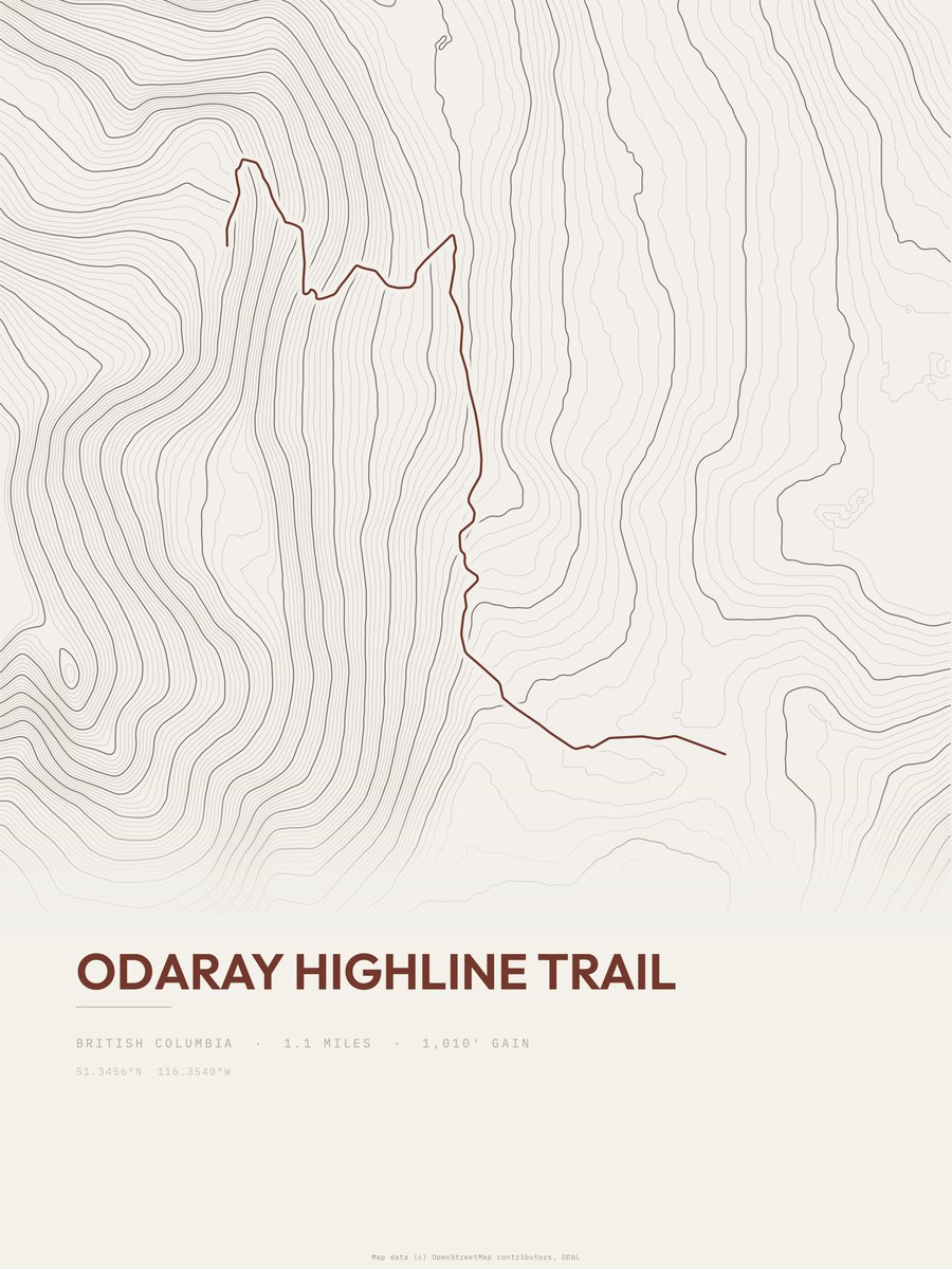 Odaray Highline Trail Topographic print