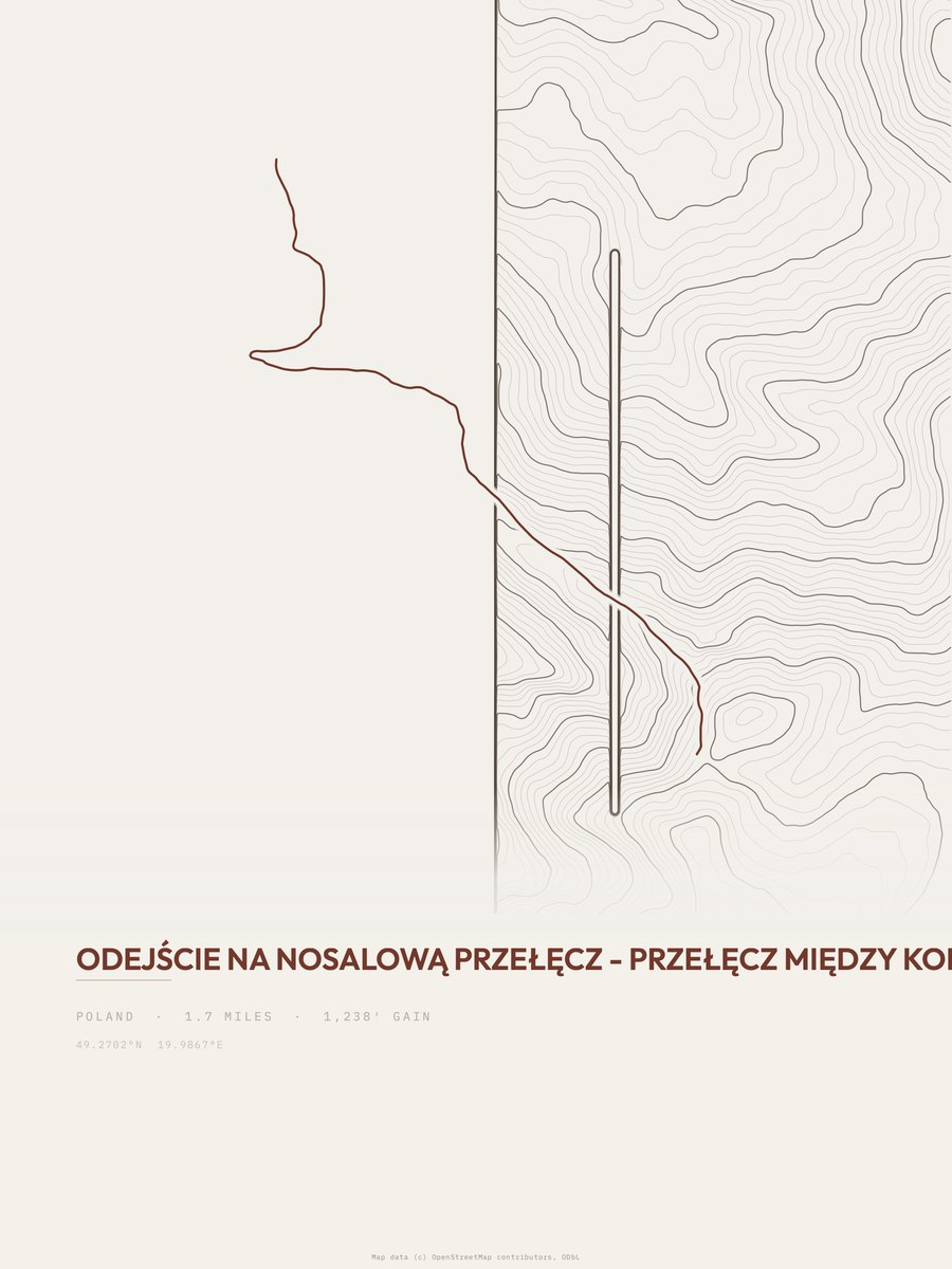 Przełęcz między Kopami Topographic print