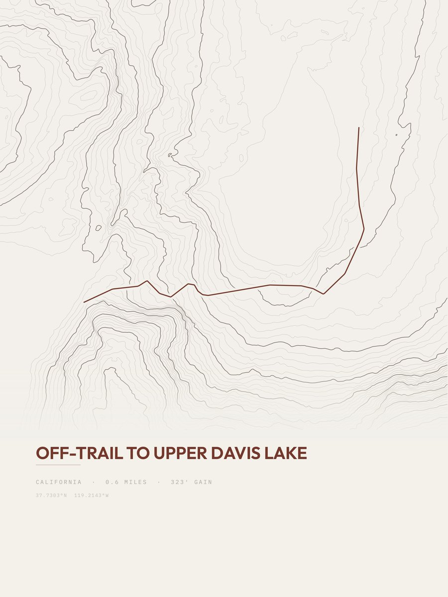 Off-trail to Upper Davis Lake Topographic print